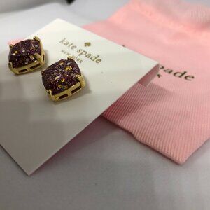 Kate Spade Small Square Stud Earrings - Color: Rose Pink Glitter
